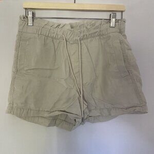 LOFT Beige Drawstring Elastic Waist Shorts Size M 15" Waist 3" Inseam lightweigh